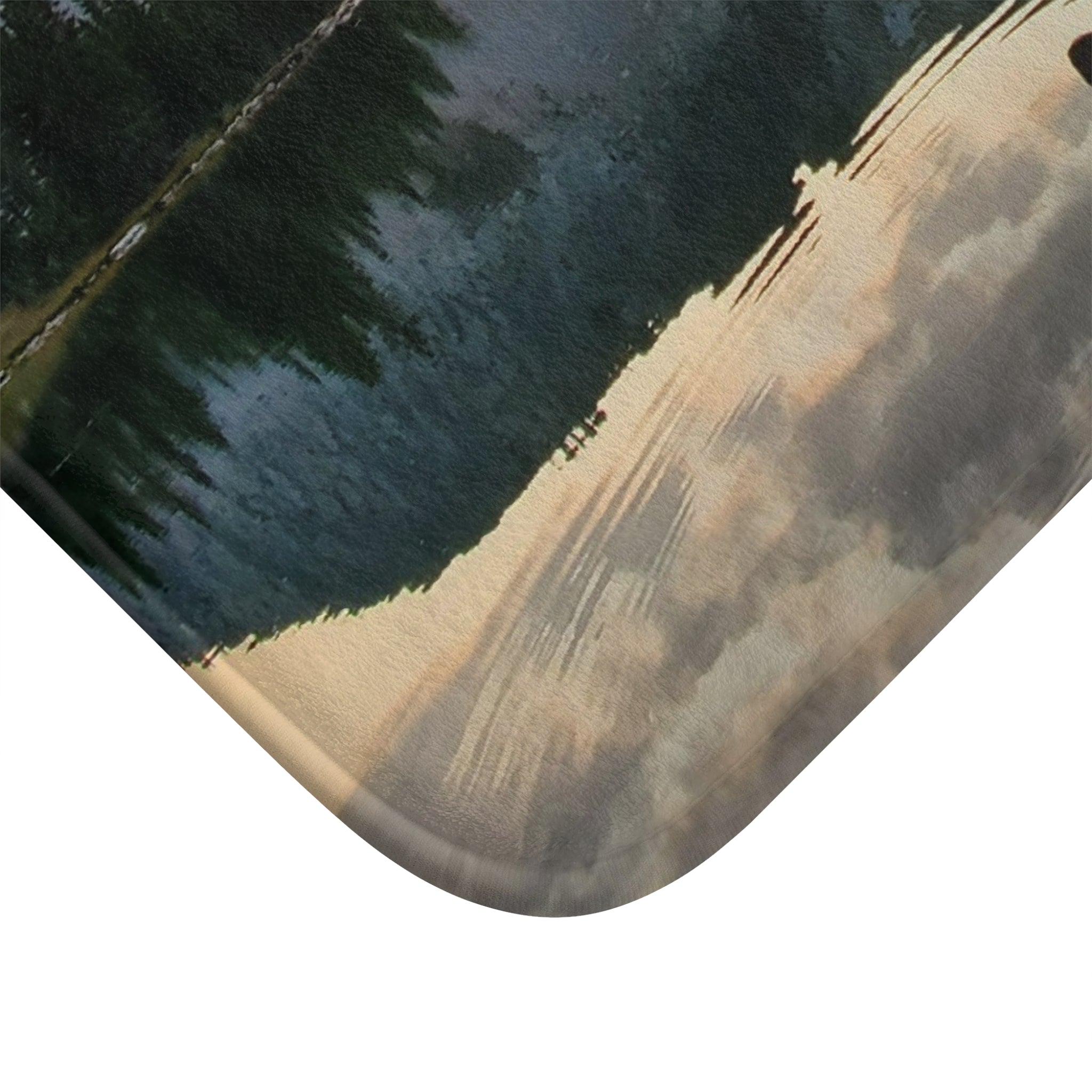 Mountain Lake Bath Mat — Serene Alpine Reflection Bathroom Rug