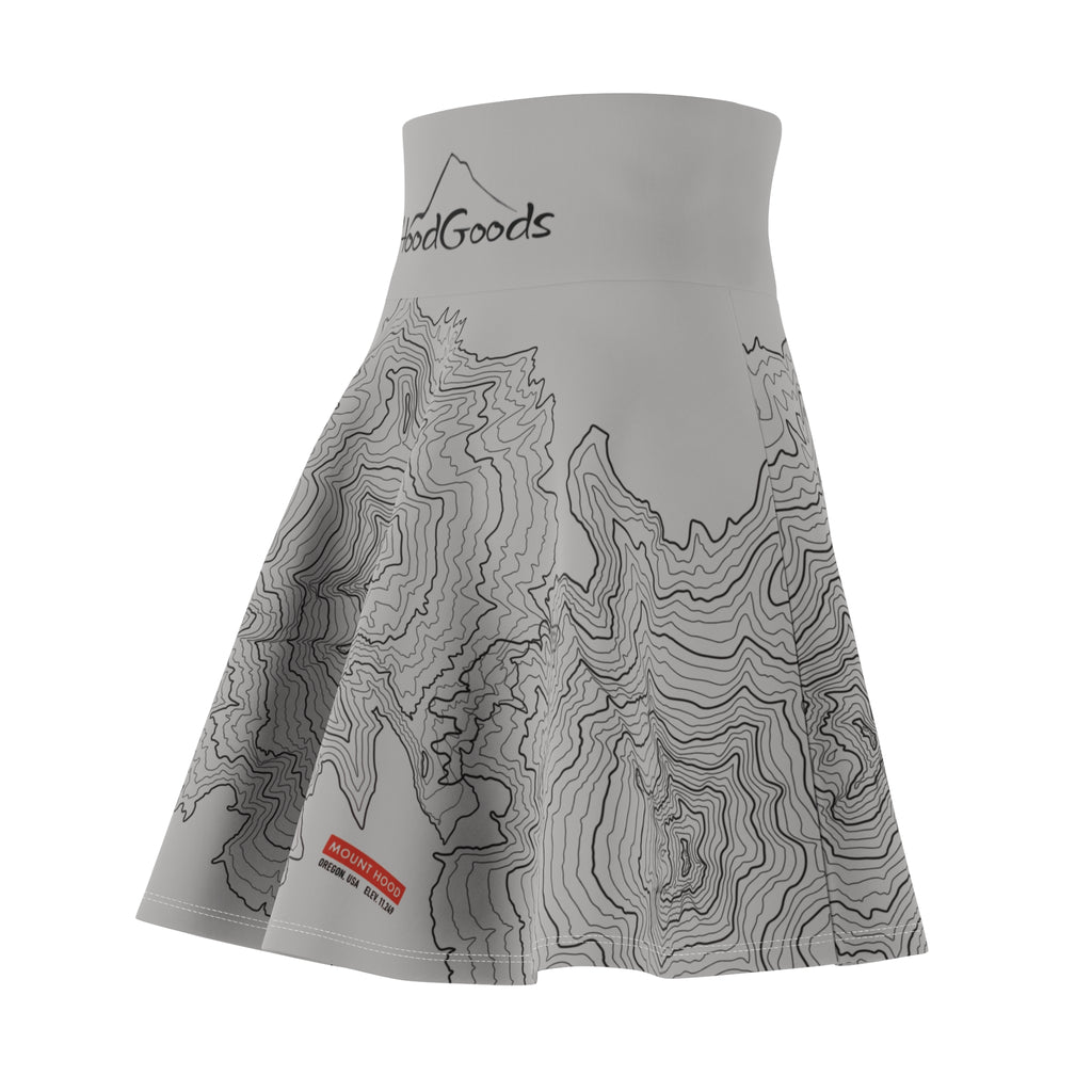 Contour Map Skater Skirt — Gray Topographic Print