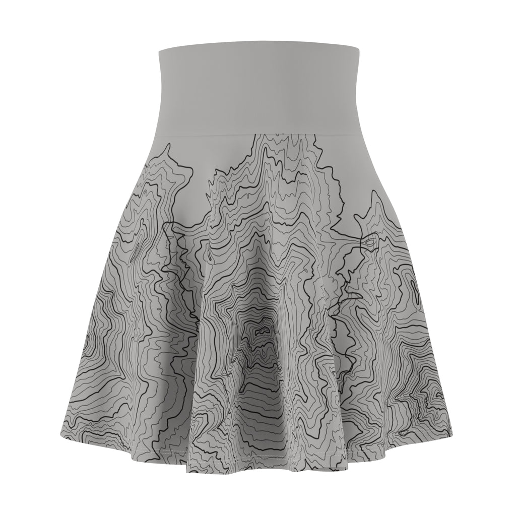 Contour Map Skater Skirt — Gray Topographic Print